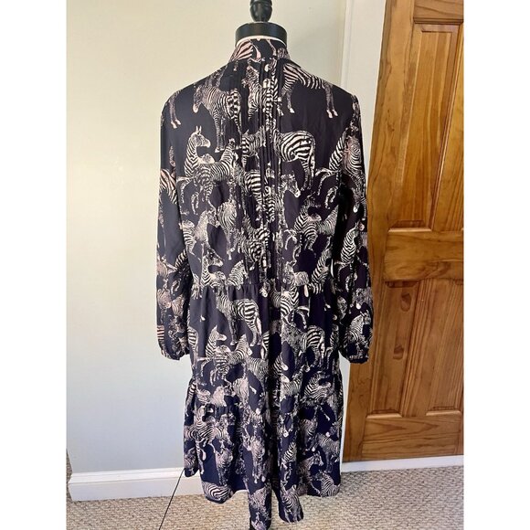 Eshakti Dress 1X MIDI Long Sleeve Tiered Gray Zebra Novelty Print Office - Picture 3 of 10